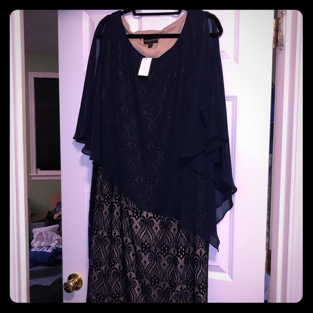Lace cocktail dress with sheer overlay